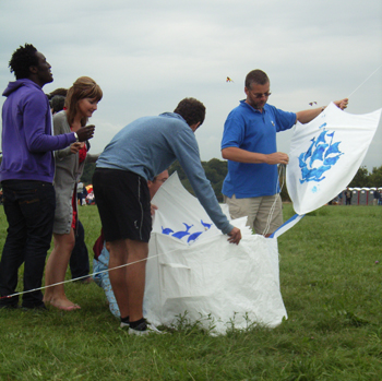 Launching the Blue Peter Kites